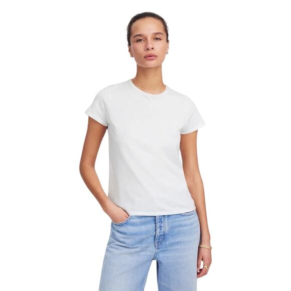 Madewell Tops - Madewell Essential Slim Tee XXS White 100% Cotton Fitted Crewneck NWT Basic